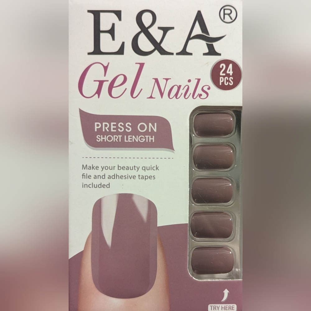 NIB purple/taupe gel polish press on nails gel glue tab